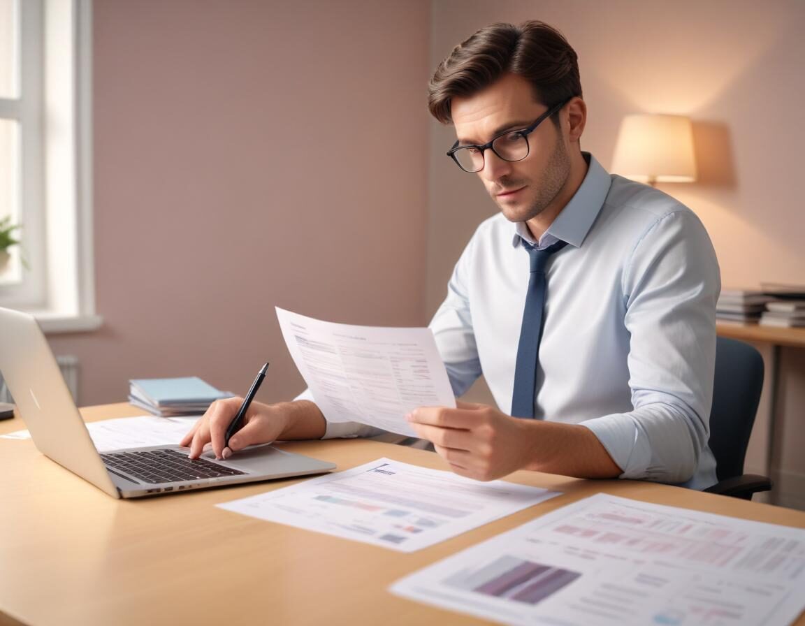 Comptable français digitalisant une facture papier